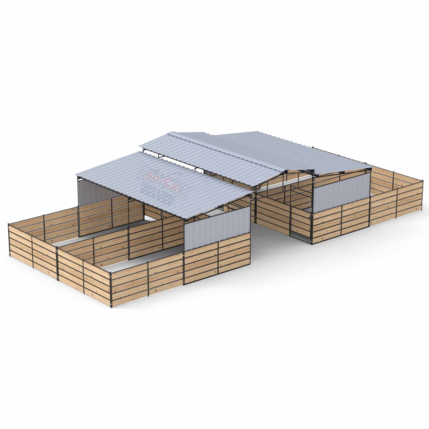 Mare Motel with 12x24 Stalls |  PBR SIDING + WOOD PANEL CLAMPS | 5-RAIL