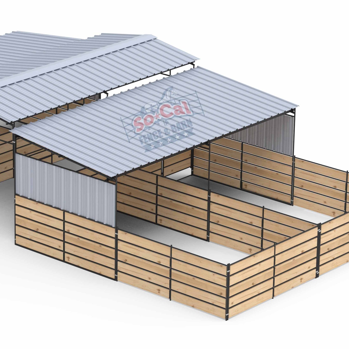 Mare Motel with 12x24 Stalls |  PBR SIDING + WOOD PANEL CLAMPS | 5-RAIL