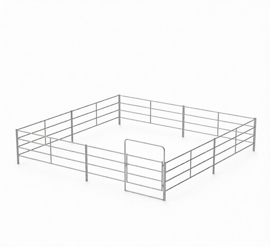 24X24 ECONOMY HORSE STALL KIT | 4-RAIL | 16-GAUGE GALVANIZED | LIGHT DUTY