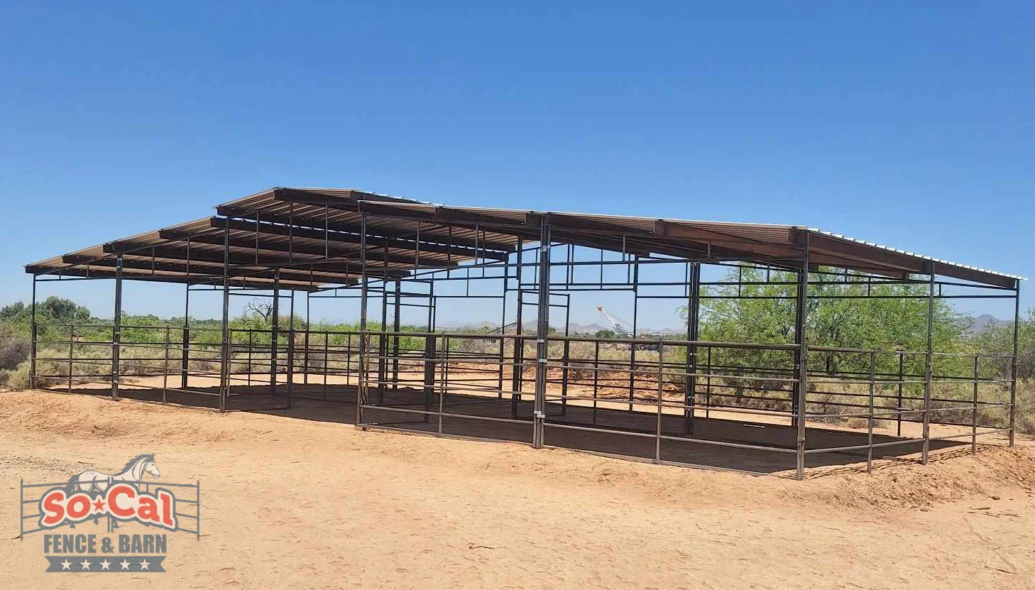 Mare Motel | Fully Covered 12×24 Stalls| | 4-Rail — Fully Covered 4-Stall Mare Motel For Sale