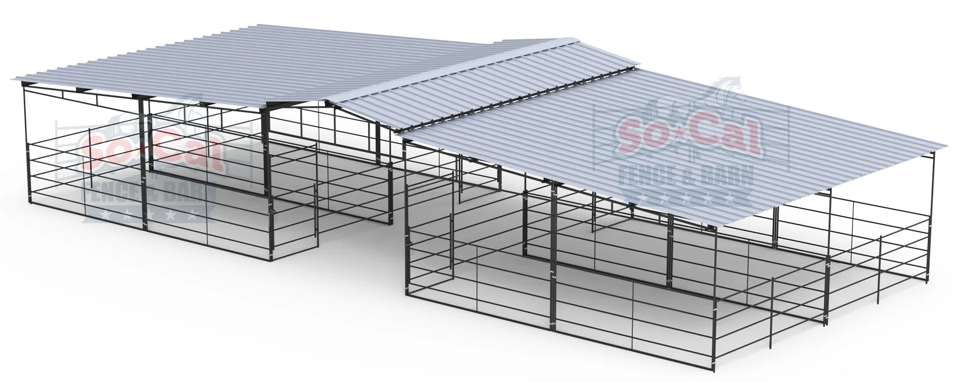 Mare Motel | Fully Covered 12×24 Stalls| | 4-Rail — 4-Stall DIY Mare Motel Kit Includes: